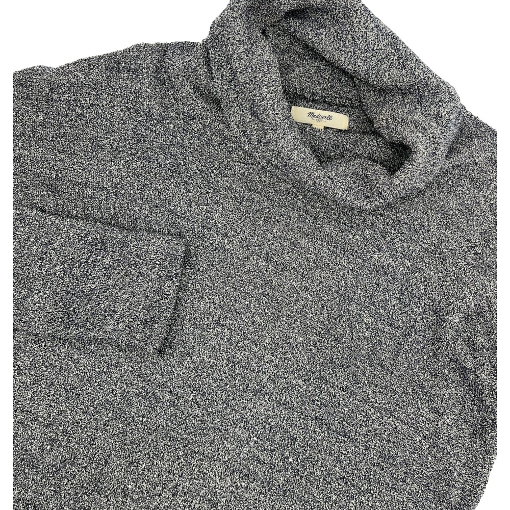 Madewell Womens Cowl Neck‎ Sweater Black White Marled Cotton Silk Blend E1677 S